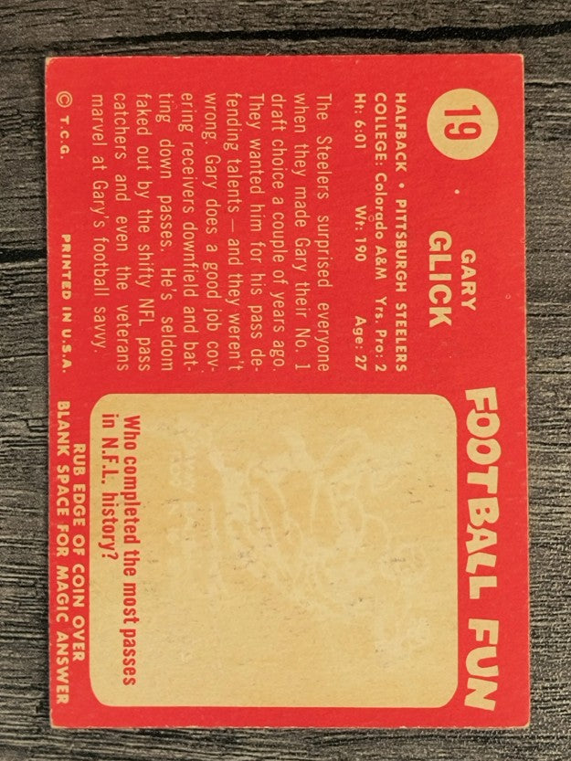 1958 Topps #19 Gary Glick RC (EX)