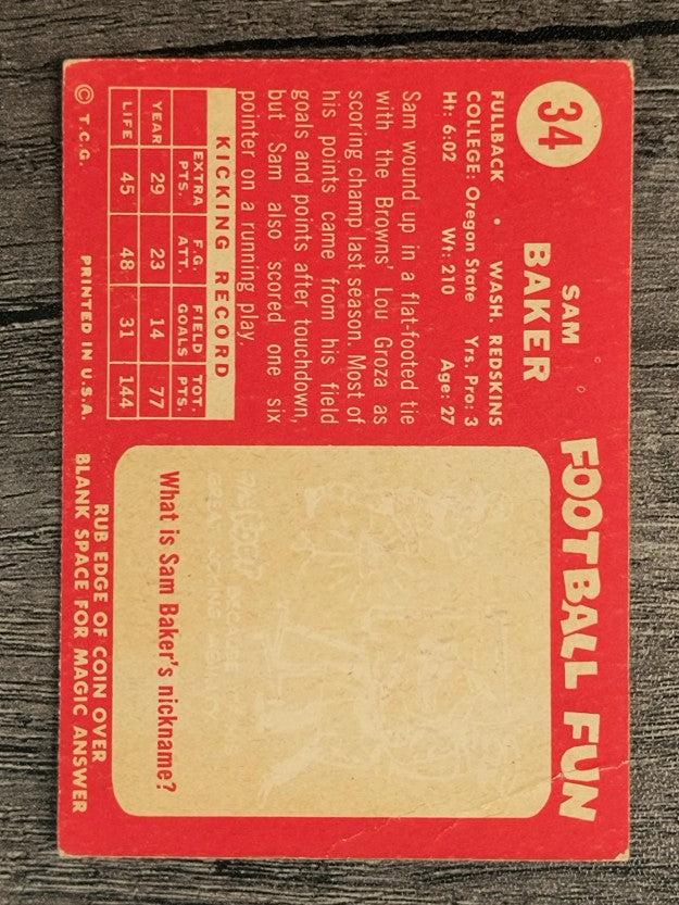 1958 Topps #34 Sam Baker (VG)