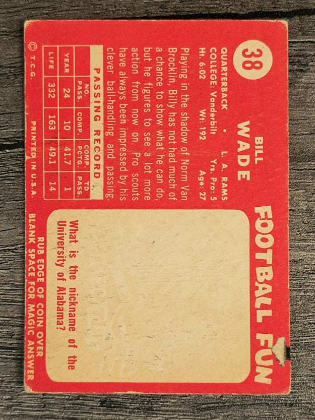 1958 Topps #38 Bill Wade (POOR)