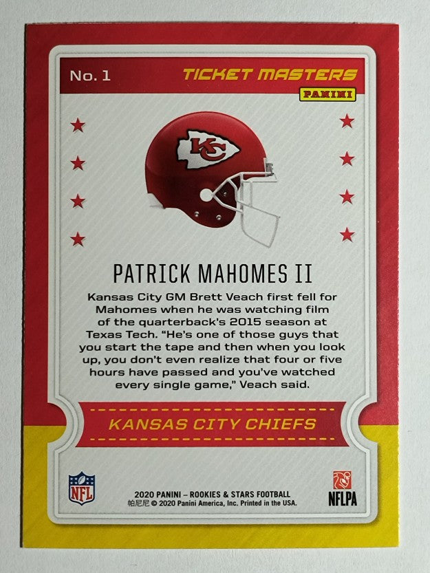 2020 Rookies and Stars Ticket Masters #1 Patrick Mahomes II