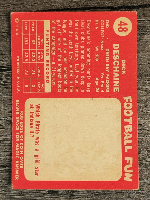 1958 Topps #48 Dick Deschaine RC (VGEX)
