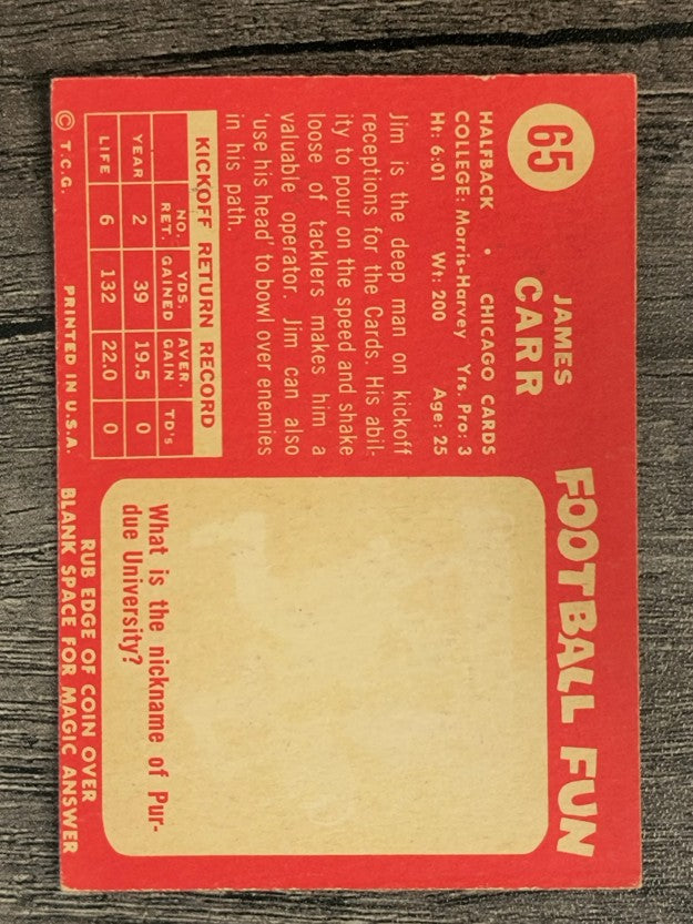 1958 Topps #65 Jimmy Carr RC (EX)