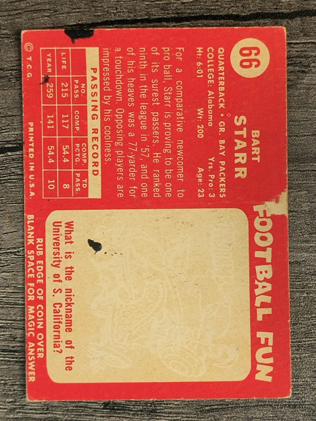 1958 Topps #66 Bart Starr (POOR)