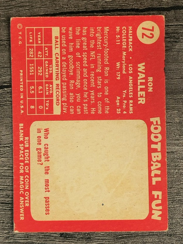 1958 Topps #72 Ron Waller (GOOD)