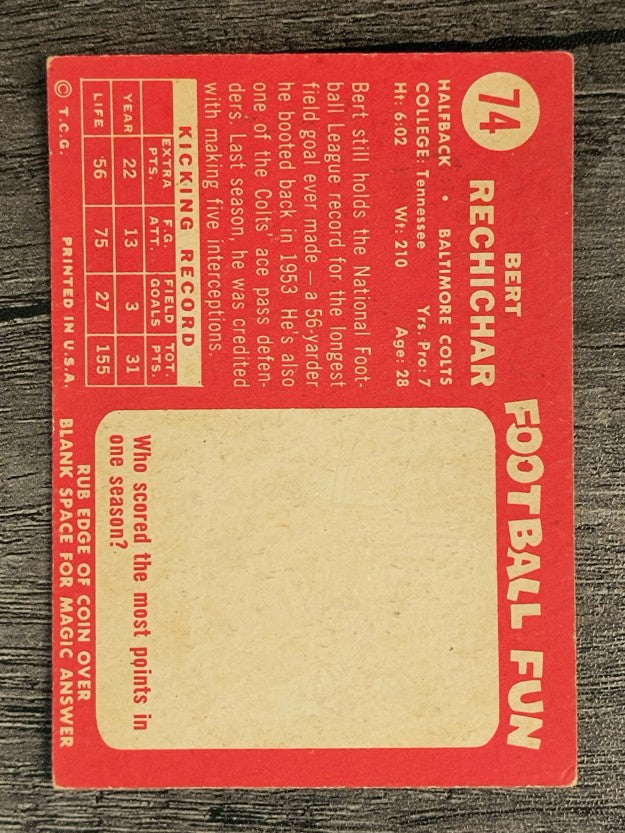 1958 Topps #74 Bert Rechichar (VGEX)