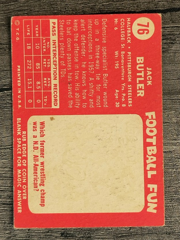 1958 Topps #76 Jack Butler (VGEX)