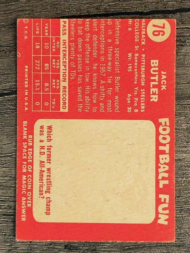 1958 Topps #76 Jack Butler (VG)