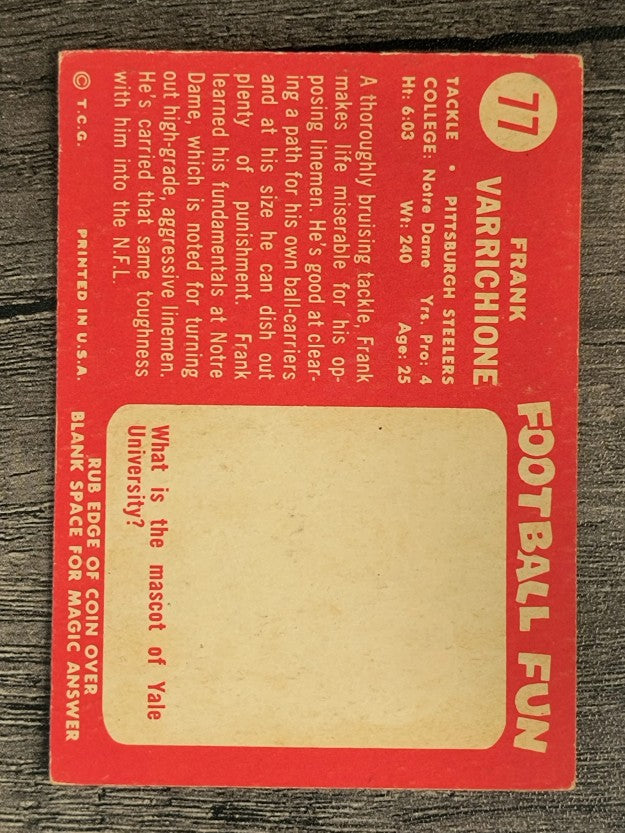1958 Topps #77 Frank Varrichione (VG)