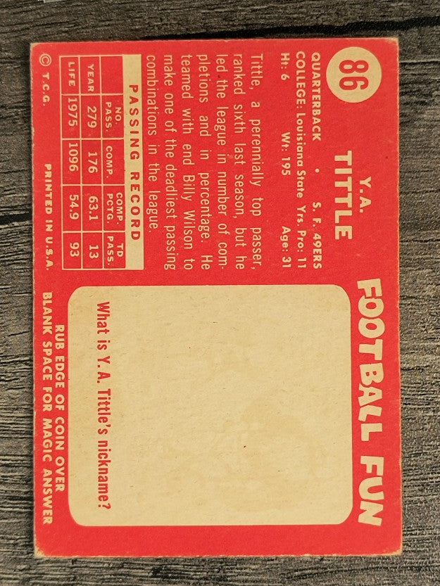 1958 Topps #86 Y.A.Tittle (VGEX)