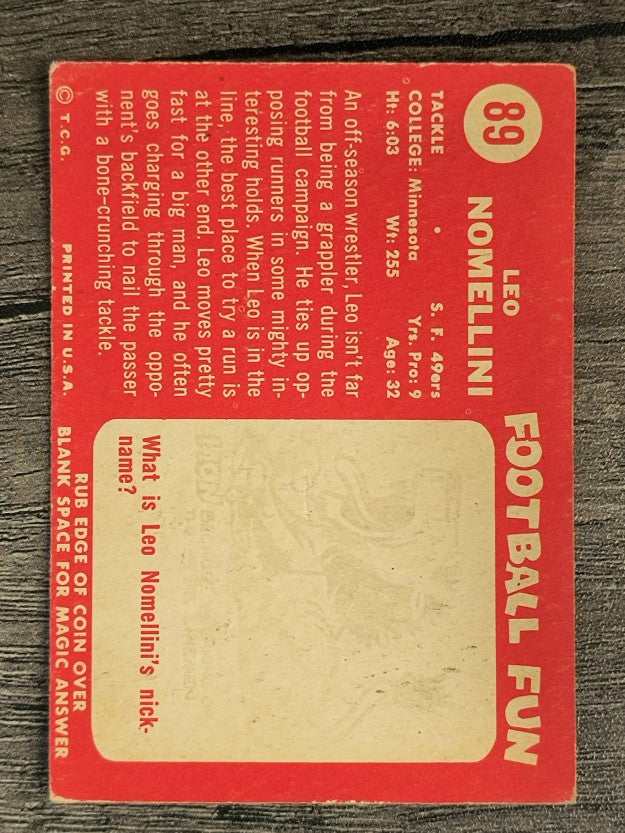 1958 Topps #89 Leo Nomellini (VGEX)