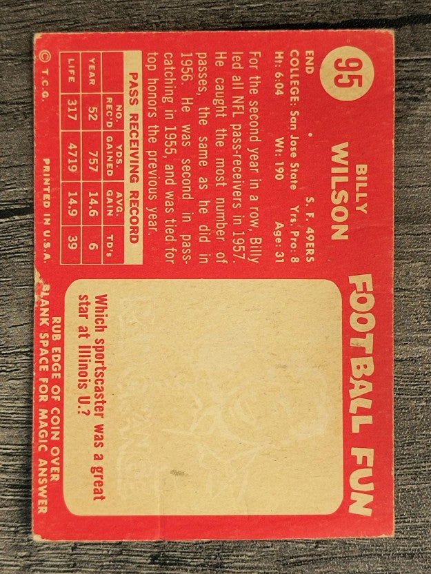 1958 Topps #95 Billy Wilson (VG)