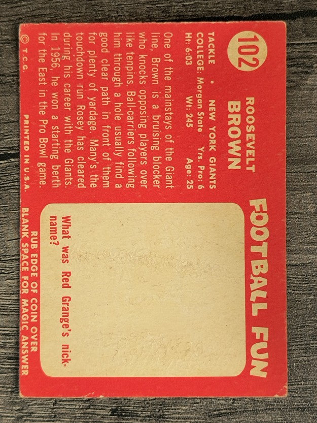 1958 Topps #102 Roosevelt Brown (VG)