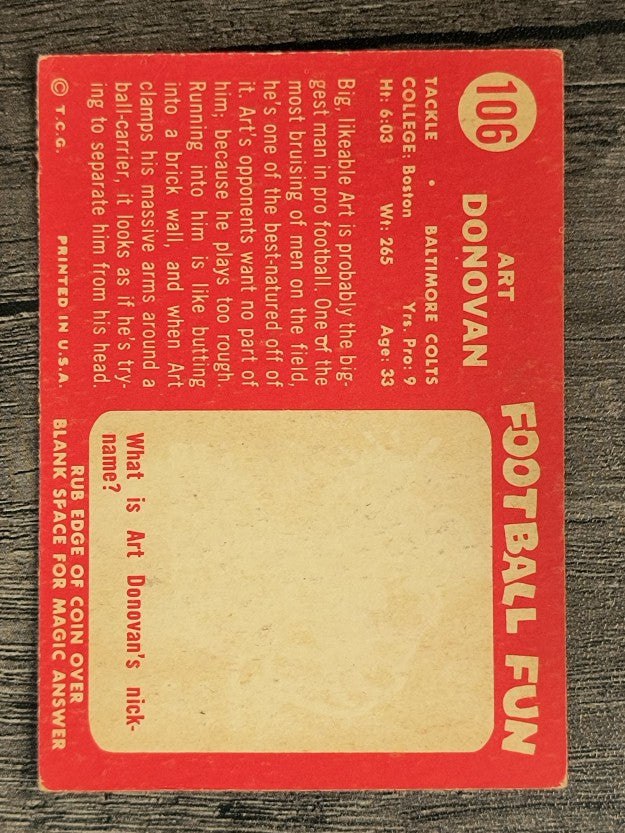 1958 Topps #106 Art Donovan (VGEX)