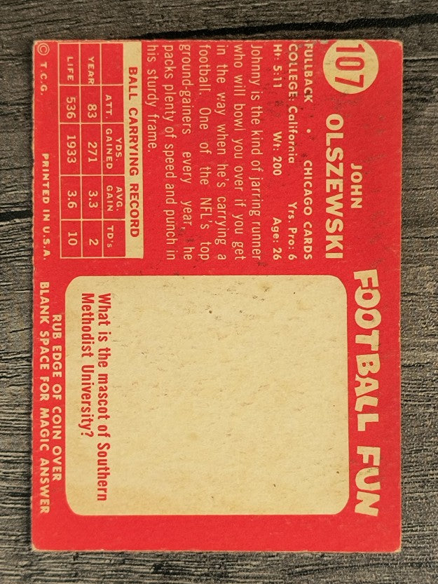 1958 Topps #107 John Olszewski (VGEX)