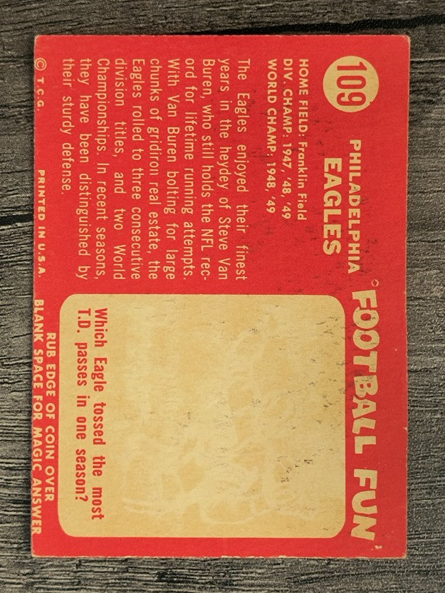 1958 Topps #109 Philadelphia Eagles (VGEX)