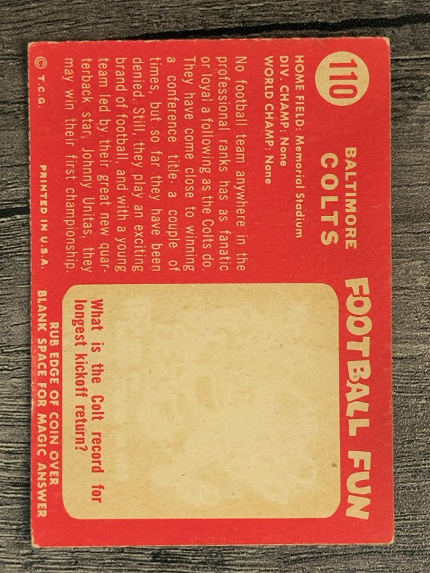 1958 Topps #110 Baltimore Colts (VG)
