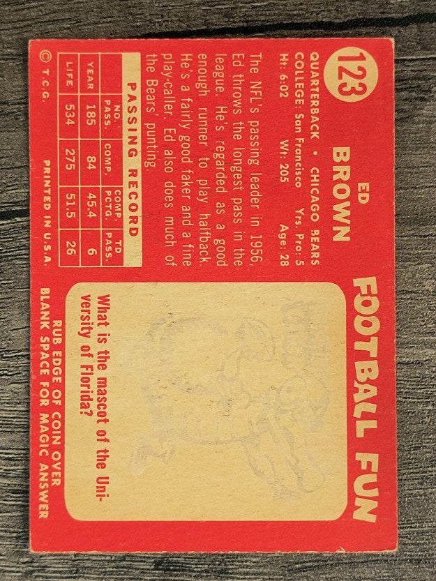 1958 Topps #123 Ed Brown (VGEX)