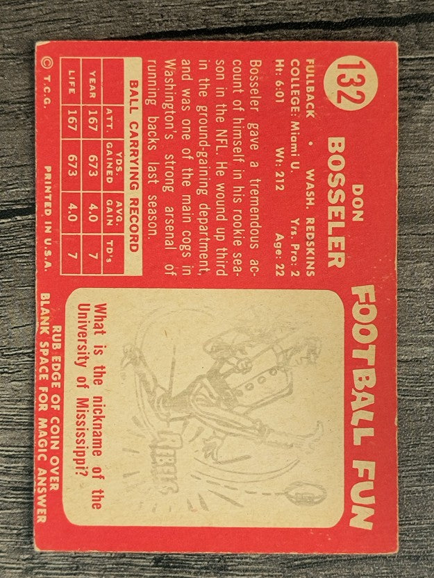 1958 Topps #132 Don Bosseler RC (VGEX)
