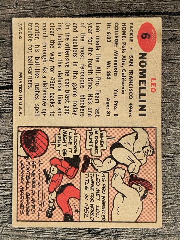 1957 Topps #6 Leo Nomellini (VG)