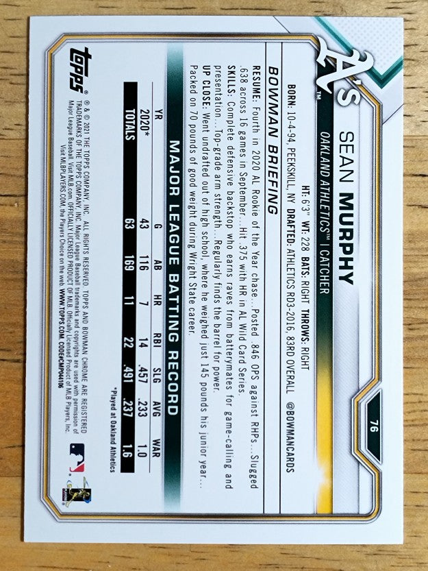 2021 Bowman #76 Sean Murphy