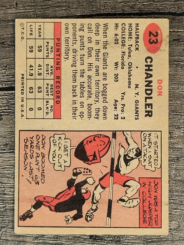 1957 Topps #23 Don Chandler RC (VG)