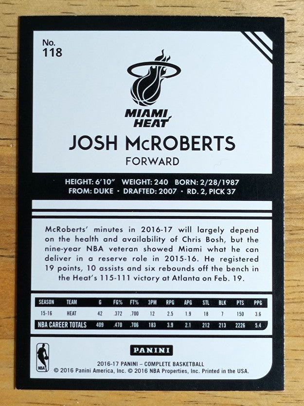 2016-17 Panini Complete Silver #118 Josh McRoberts
