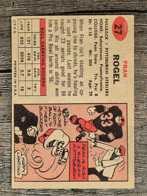 1957 Topps #27 Fran Rogel (VGEX)