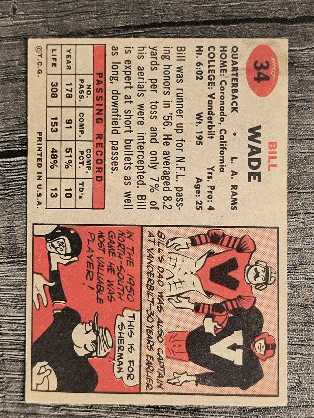 1957 Topps #34 Bill Wade (EX)