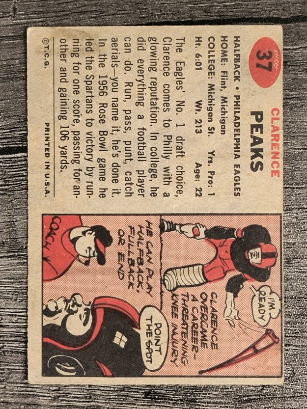 1957 Topps #37 Clarence Peaks RC (VG)