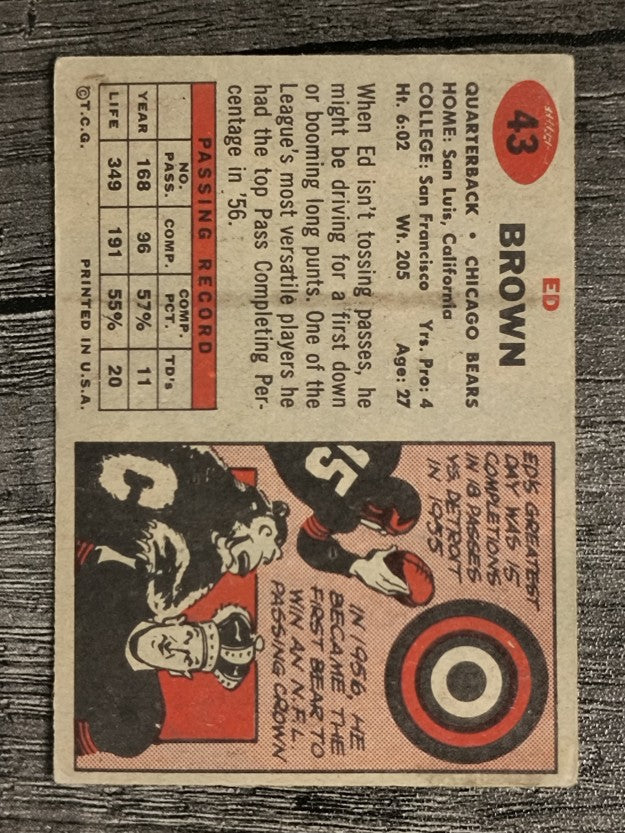 1957 Topps #43 Ed Brown (VG)