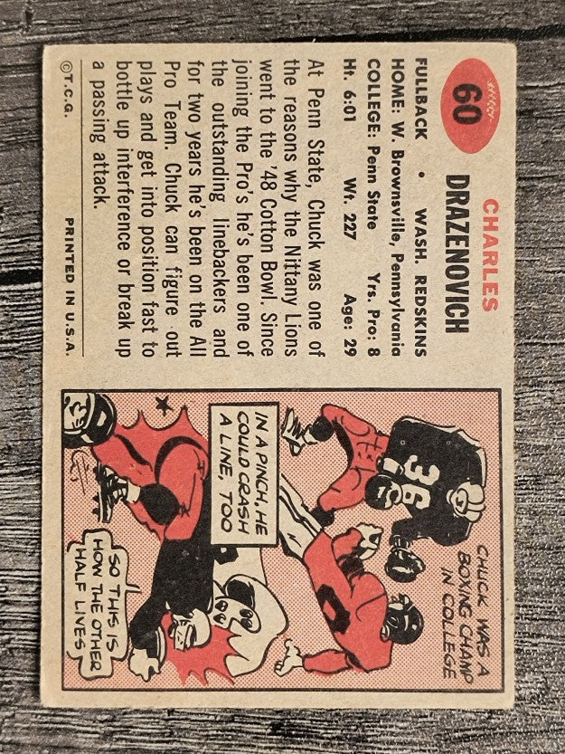 1957 Topps #60 Chuck Drazenovich (VGEX)