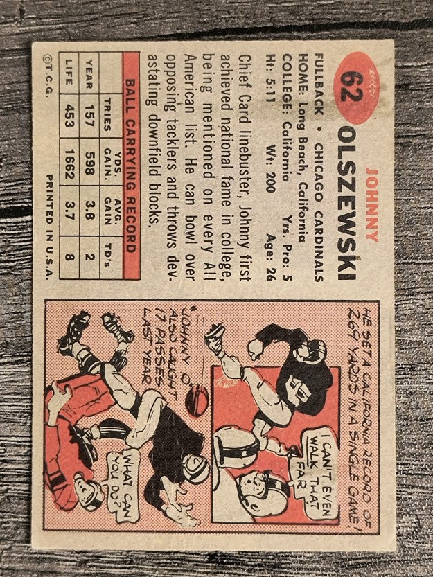 1957 Topps #62 John Olszewski (VGEX)