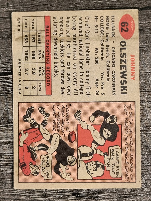 1957 Topps #62 John Olszewski (VGEX)