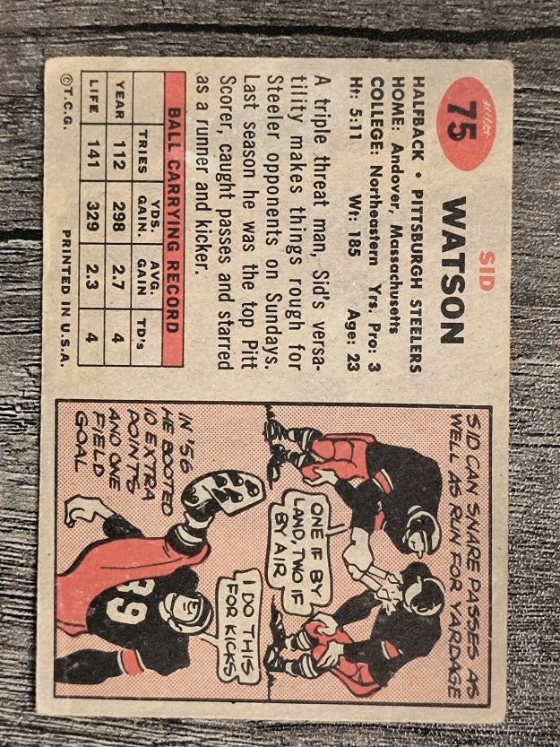 1957 Topps #75 Sid Watson RC (VGEX)
