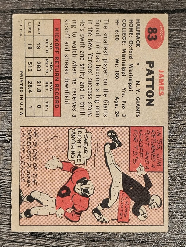 1957 Topps #83 Jim Patton RC (EX)