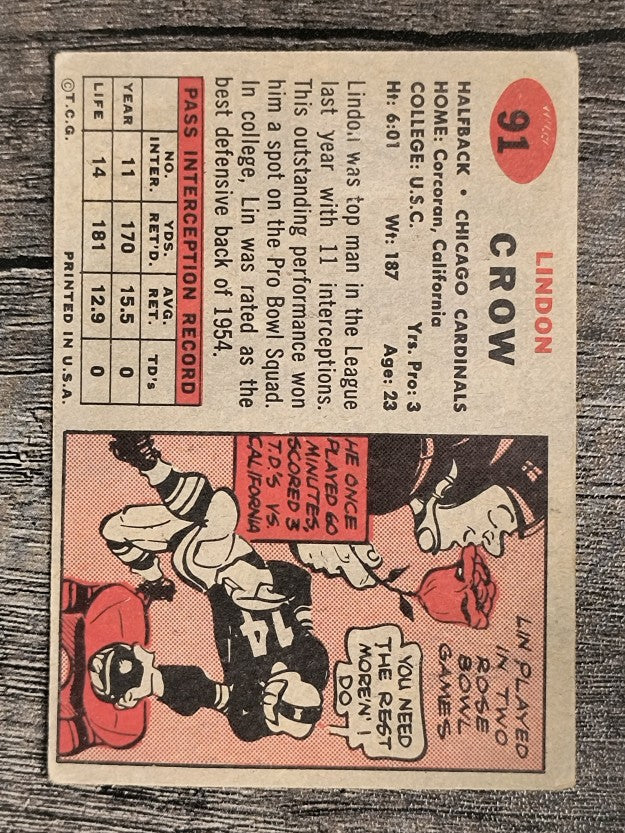 1957 Topps #91 Lindon Crow (VG)