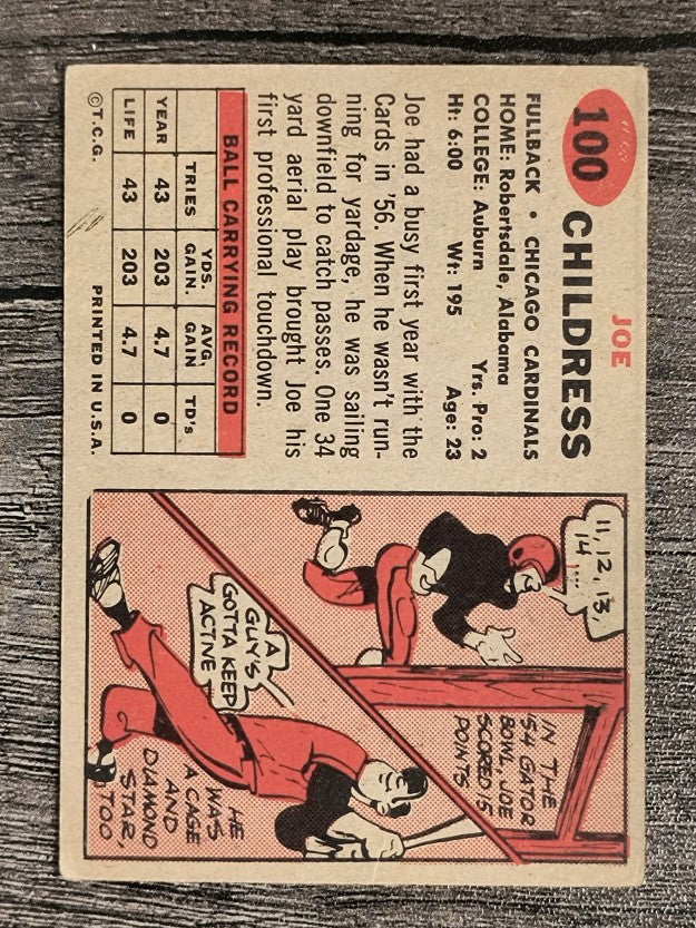 1957 Topps #100 Joe Childress RC (VGEX)