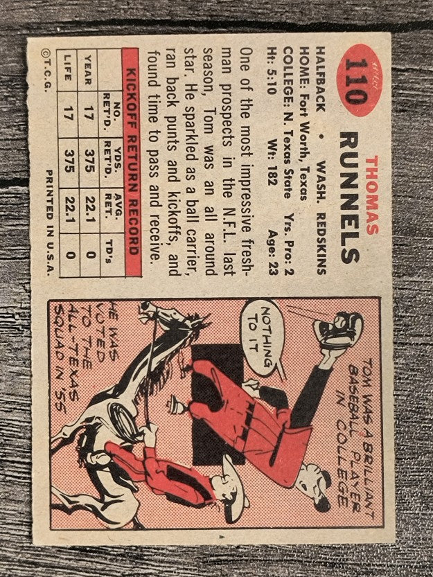 1957 Topps #110 Tom Runnels RC (EX)