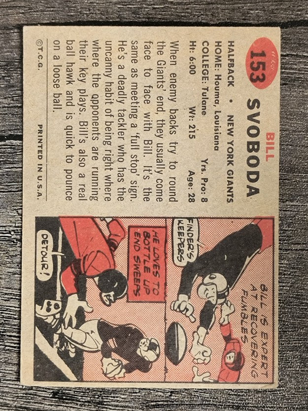 1957 Topps #153 Bill Svoboda RC (VGEX)