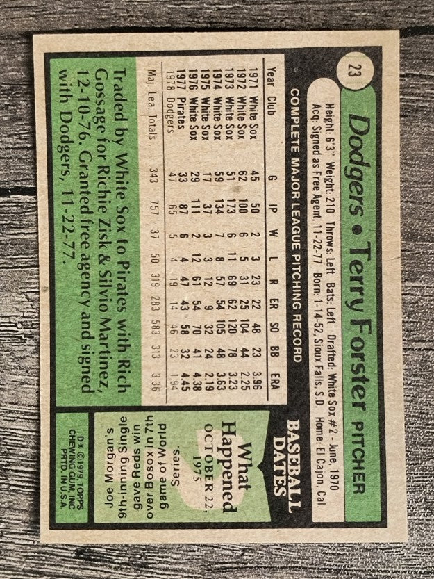 1979 Topps #23 Terry Forster (NMMT)