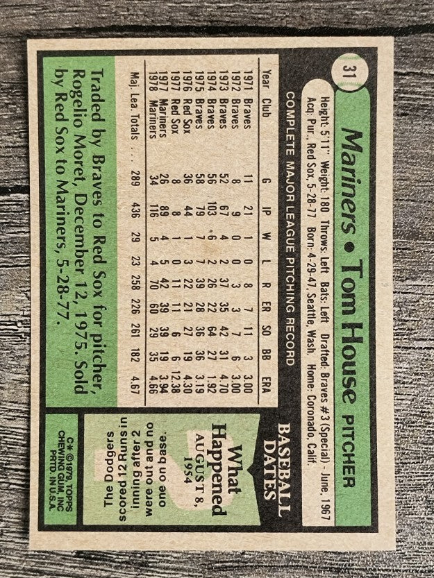 1979 Topps #31 Tom House (EX)