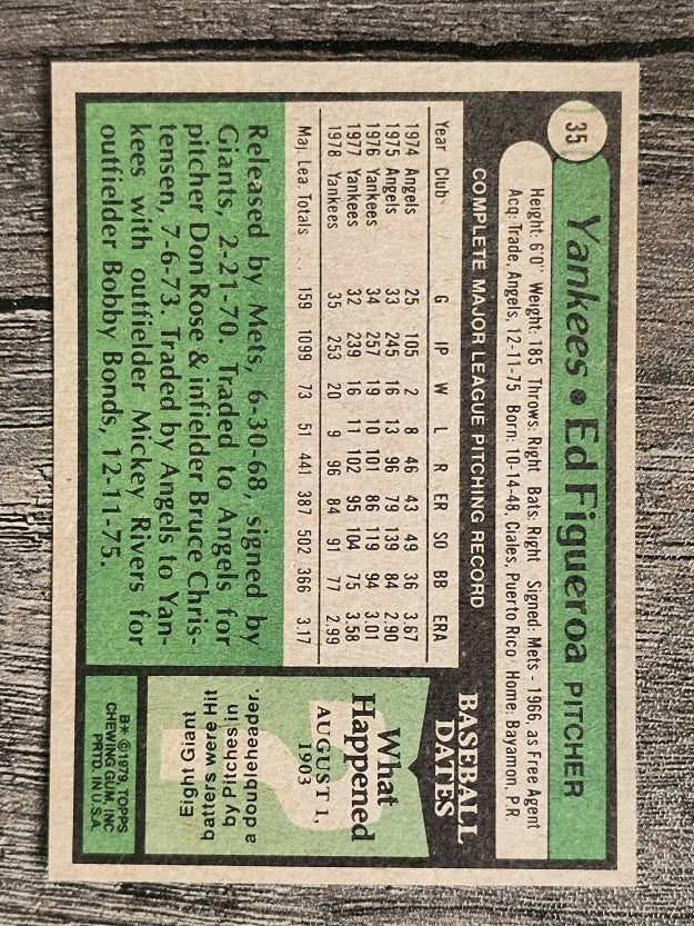 1979 Topps #35 Ed Figueroa (EXMT)