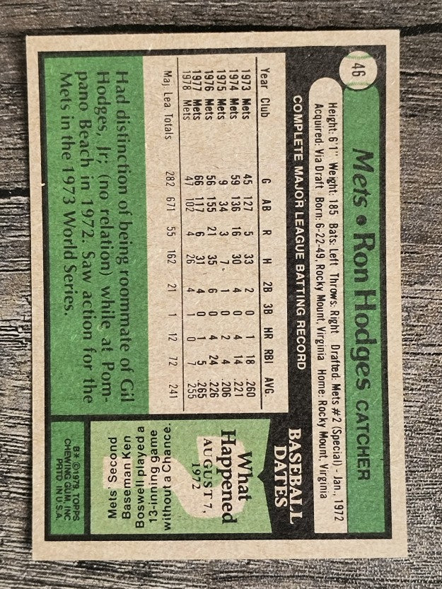 1979 Topps #46 Ron Hodges (EXMT)