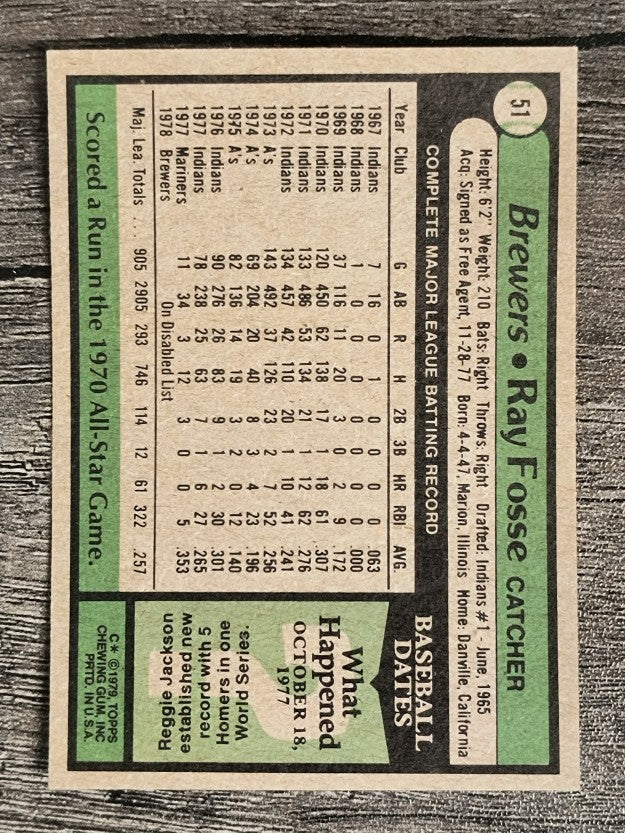 1979 Topps #51 Ray Fosse (NMMT)