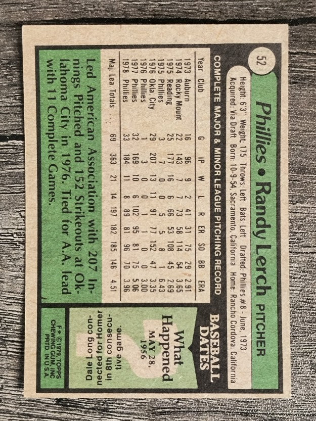 1979 Topps #52 Randy Lerch (EXMT)