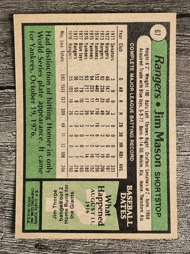1979 Topps #67 Jim Mason (EXMT)