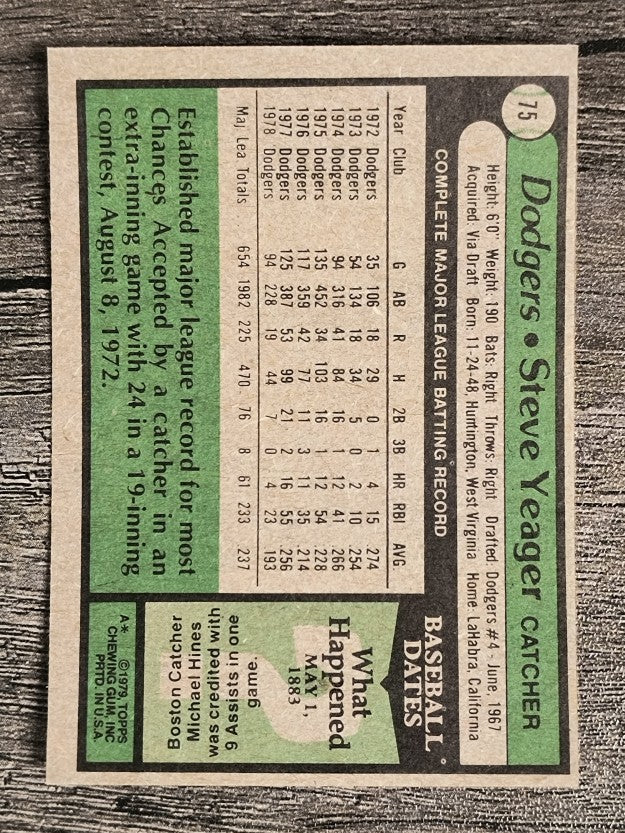 1979 Topps #75 Steve Yeager (NM)