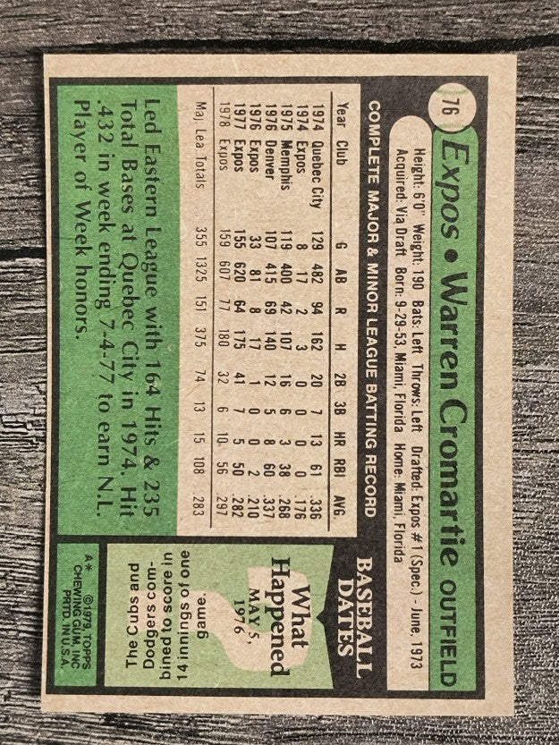 1979 Topps #76 Warren Cromartie (EXMT)