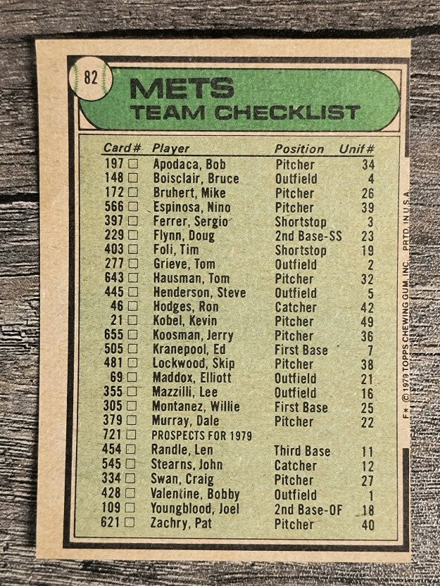 1979 Topps #82 New York Mets CL/Joe Torre MG (VGEX)