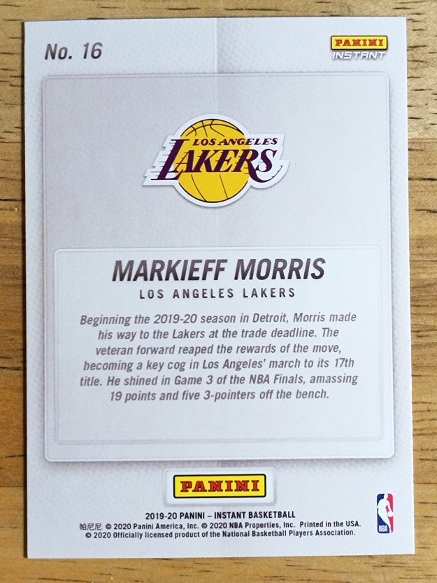 2019-20 Panini Instant Lakers NBA Champions #16 Markieff Morris